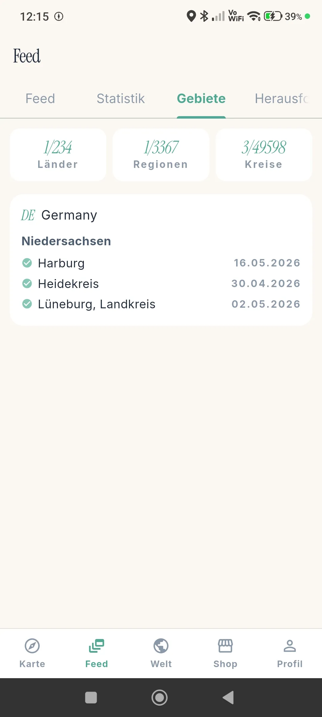 Walk the World – Gebiete